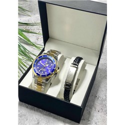 Подарочный набор для мужчины часы и браслет + коробка #22853521