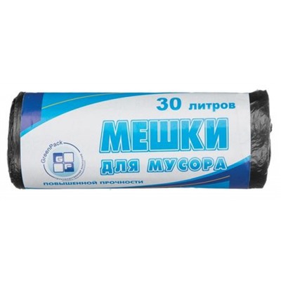 Мешки для мусора ПНД 50х60 см 10 мкм 30л 25шт черные 746462 Gren Pack