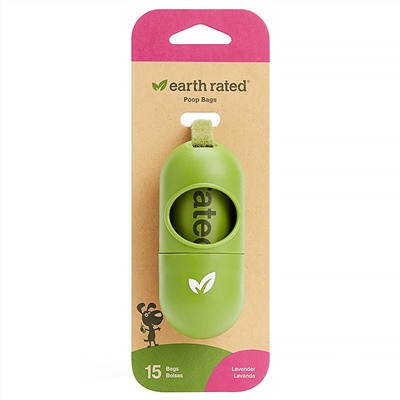 Earth Rated, пакеты для уборки за собаками, в контейнере, с запахом лаванды, 15 пакетов