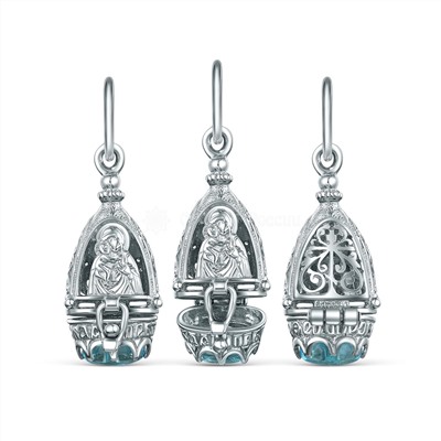 Ладанка из серебра с плавленым голубым кварцем родированная 53323001г