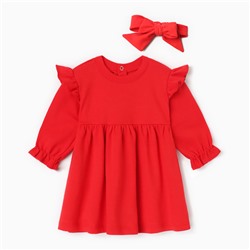 Платье для девочки и повязка «Крошка Я», рост 68-74 см, красное