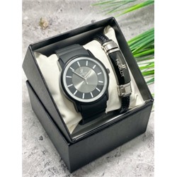 Подарочный набор для мужчины часы и браслет + коробка #22864422