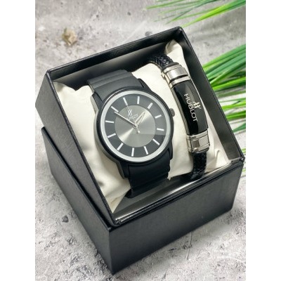 Подарочный набор для мужчины часы и браслет + коробка #22864422
