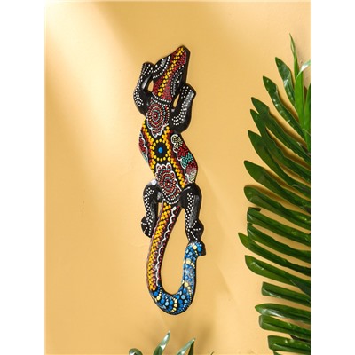 Панно «Геккон цветная абстракция», 30 см, дерево, МИКС