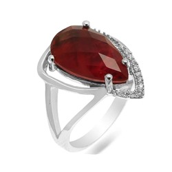 Кольцо из серебра турмалин рубиновый выращ., Руслана