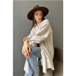 Рубашка женская  HUG077/02/Молочный, коричневый