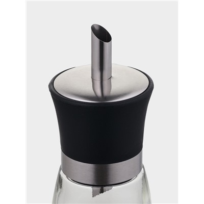 Сахарница, 200 мл, 6.5×16.5 см, с дозатором, стекло, прозрачная, чёрная