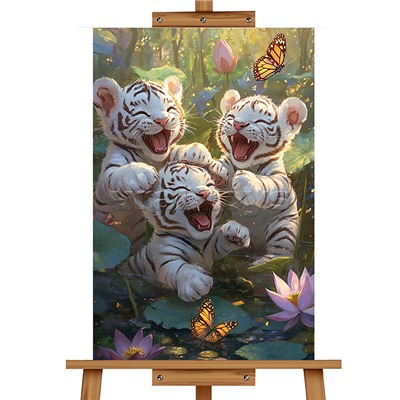 Мозаика алмазная "Игривые тигрята" 20*30см