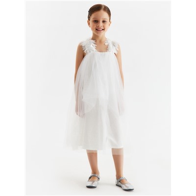 Платье нарядное для девочки MINAKU: PartyDress, рост 104-110 см, белое