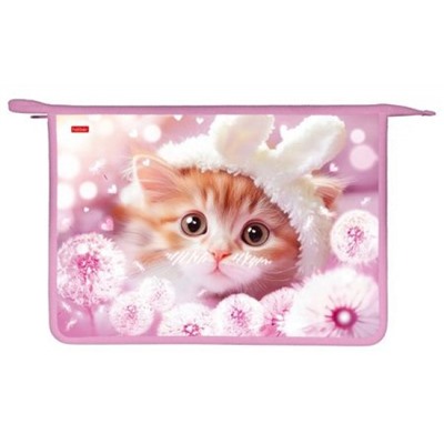 Папка для тетрадей А4 на молнии сверху пластиковая "МЯУ-СТОРИ" 2 отделения (090153) 07070 Хатбер