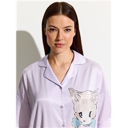 Omsa Рубашка OmD 0617D CATS Рубашка пижамная OVERSIZE (спущенный рукав 3/4)