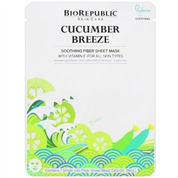 BioRepublic Skincare, Cucumber Breeze, успокаивающая тканевая маска с огурцом, 1 шт., 18 мл (0,63 унции)