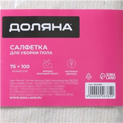 Тряпка для мытья пола Доляна, вискоза-ХПП, с оверлоком, 75×100 см, плотность 220 г/м², белая