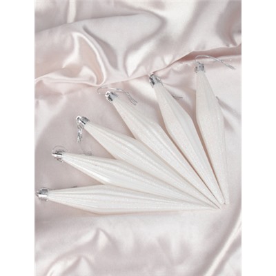 Новогоднее украшение Сосульки 6 штук 18 см / WF-199 /уп 168/белые