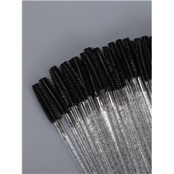 Щёточки для бровей и ресниц, силиконовые, набор - 50 шт., 10.5 см, чёрная, прозрачная