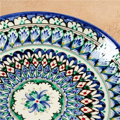 Ляган узбекский Риштанская Керамика «Узоры», d=25 см, синий