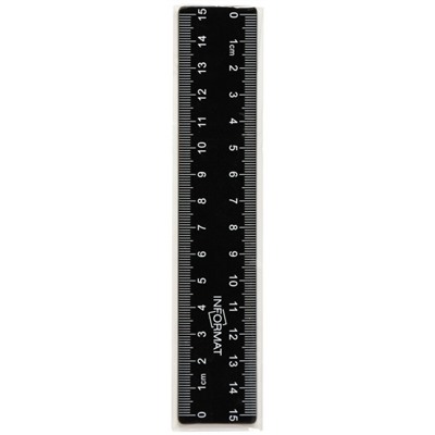 Линейка пластиковая 15 см черная INRP15B inФОРМАТ