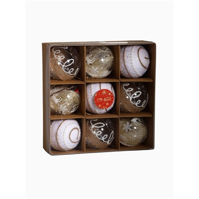 Набор новогодних шаров «Орсон», d=8 см, 9 шт., пластик, нежность