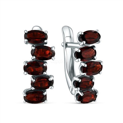 Серьги из серебра с гранатом родированные 4-2060-5-1р404