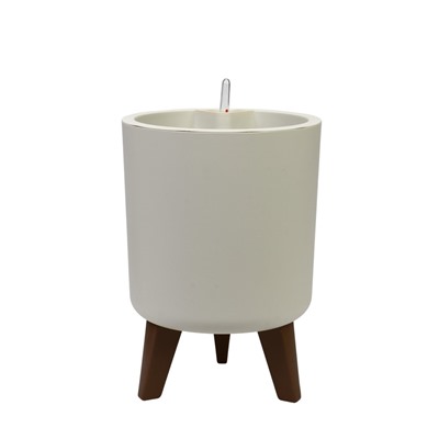 Кашпо для цветов «Флориан», 11 л, d=25 см, h=39.5 см, пластиковое, с автополивом, на ножках, белое