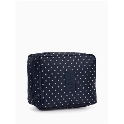 Косметичка-органайзер дорожная на молнии, с карманами, в мелкий горох, тёмно-синяя