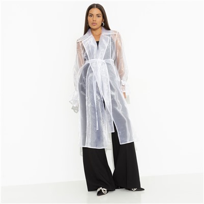 Кардиган из органзы, Разворот к счастью (белый, с поясом)