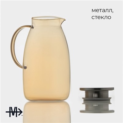 Кувшин для воды «Богема», 15×25 см, стекло, с металлической крышкой, золотистый