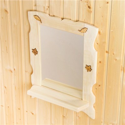 Зеркало для бани и сауны, настенное, с полкой, «Добропаровъ»