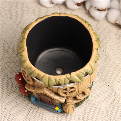 Декоративное кашпо для цветов «Домик-грибочек», 13×13×11 см, керамическое, Greengo