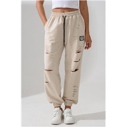 7483 брюки женские (Молочный меланж)