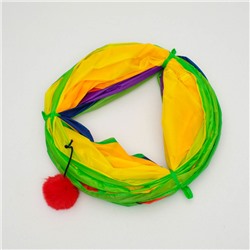 Туннель для кошек с игрушкой, 120×25 см, разноцветный