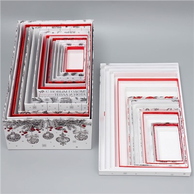 Набор новогодних подарочных коробок 15 в 1 «Счастья и любви», 12×7×4 см - 46.5×30×17.5 см