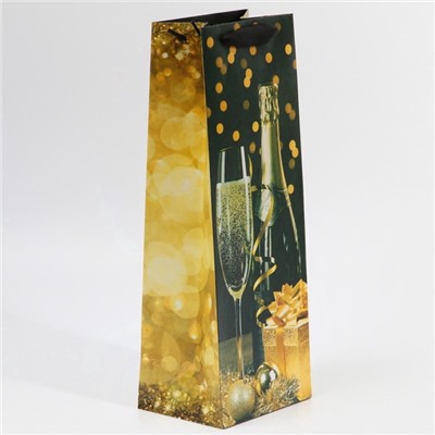 Пакет новогодний подарочный под бутылку «Праздничная ночь», 13×36×10 см
