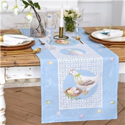 Дорожка на стол Этель «Пасхальные радости» 40×146 см, 100% хлопок, саржа 190 г/м², голубая