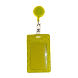 Бейдж с лентой на рулетке вертикальный, цвет желтый