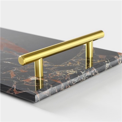 Поднос Magistro Marble, 38×18 см, мрамор, чёрный