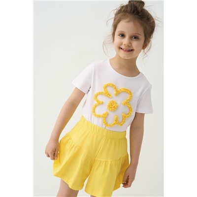 Комплект трикотажный для девочек: фуфайка (футболка), шорты PLAYTODAY, 1240042