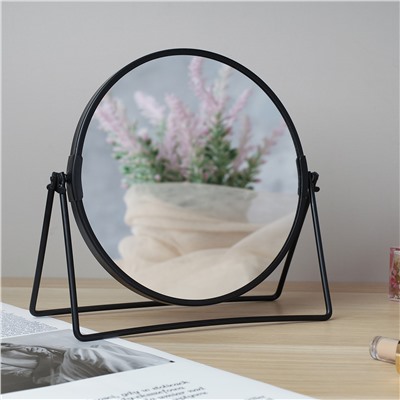 Зеркало настольное круглое двустороннее с увеличением d-16 см / 1047 /уп 12/48/