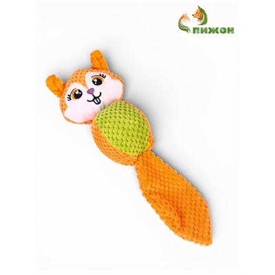 Мягкая игрушка для собак «Белка», 36 см, с пищалкой, оранжевая