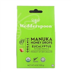 Wedderspoon, Органические капли из меда манука, эвкалипт и пчелиный прополис, 120 г (4 унции)