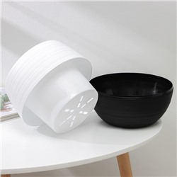 Горшок для цветов с поддоном «Дуэт», 2.5 л, пластиковый, чёрно-белый