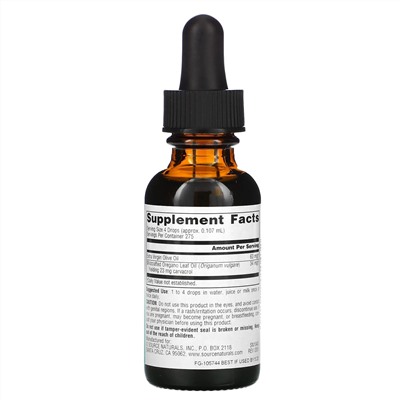 Source Naturals, Масло орегано для здоровья, 1 жидкая унция (29.57 мл)