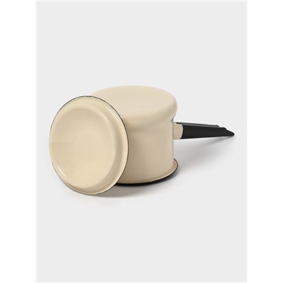 Ковш эмалированный, 1 л, с крышкой, без декора, цвет слоновой кости