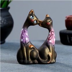 Фигурка керамика «Коты Влюбленные с бантиками», чёрные, 5×9×12 см
