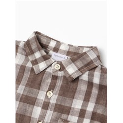 Рубашка для мальчика Крошка Я Муслин, рост 80-86 см, коричневая