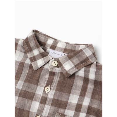 Рубашка для мальчика Крошка Я Муслин, рост 80-86 см, коричневая