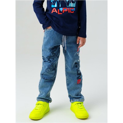 Брюки текстильные джинсовые утепленные флисом для мальчиков