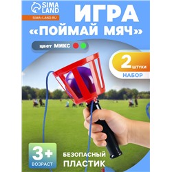 Игра «Поймай мяч», корзинка d=10.5 см, мячик d=7.5 см 2 шт. (набор), цвет МИКС