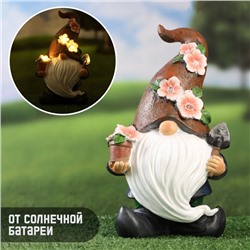 Садовая фигура - фонарь из полистоуна «Гном садовод», 27×16×13 см, Greengo