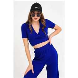 Костюм лапша палаццо + топ на завязках  короткий рукав 1254